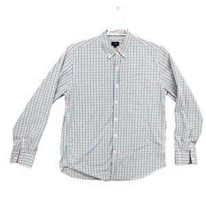 J.Crew Mens‎ Gingham Button Down Shirt Long Sleeve Blue Red Teal Size L